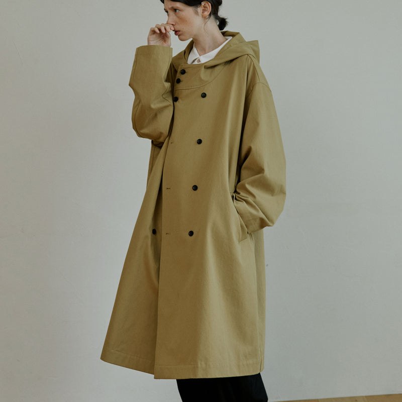 ユニセックストレンチフードコート / unisex trench hood coat beige