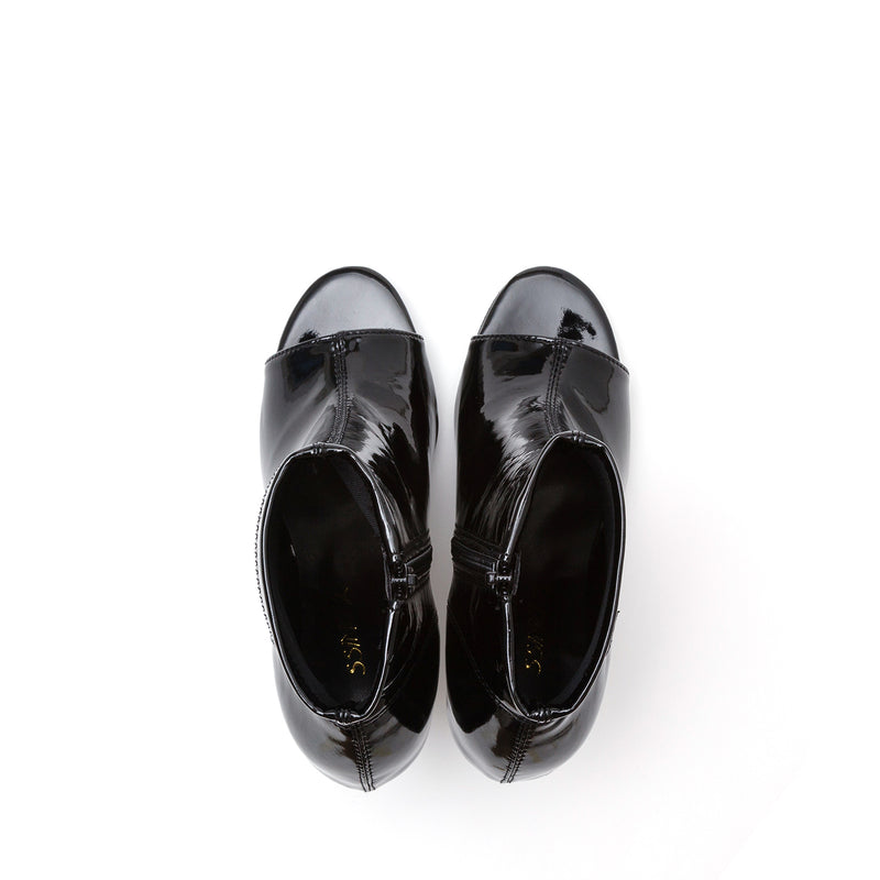 オープントゥスリムアンクルヒール/Open Toe Slim Ankle Heel(Glossy Black)