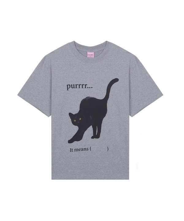 グッドラックブラックキャットTシャツ / GOOD LUCK BLCK CAT T-SHIRT_GRAY