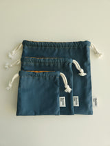 Two tone string pouch - teal blue M