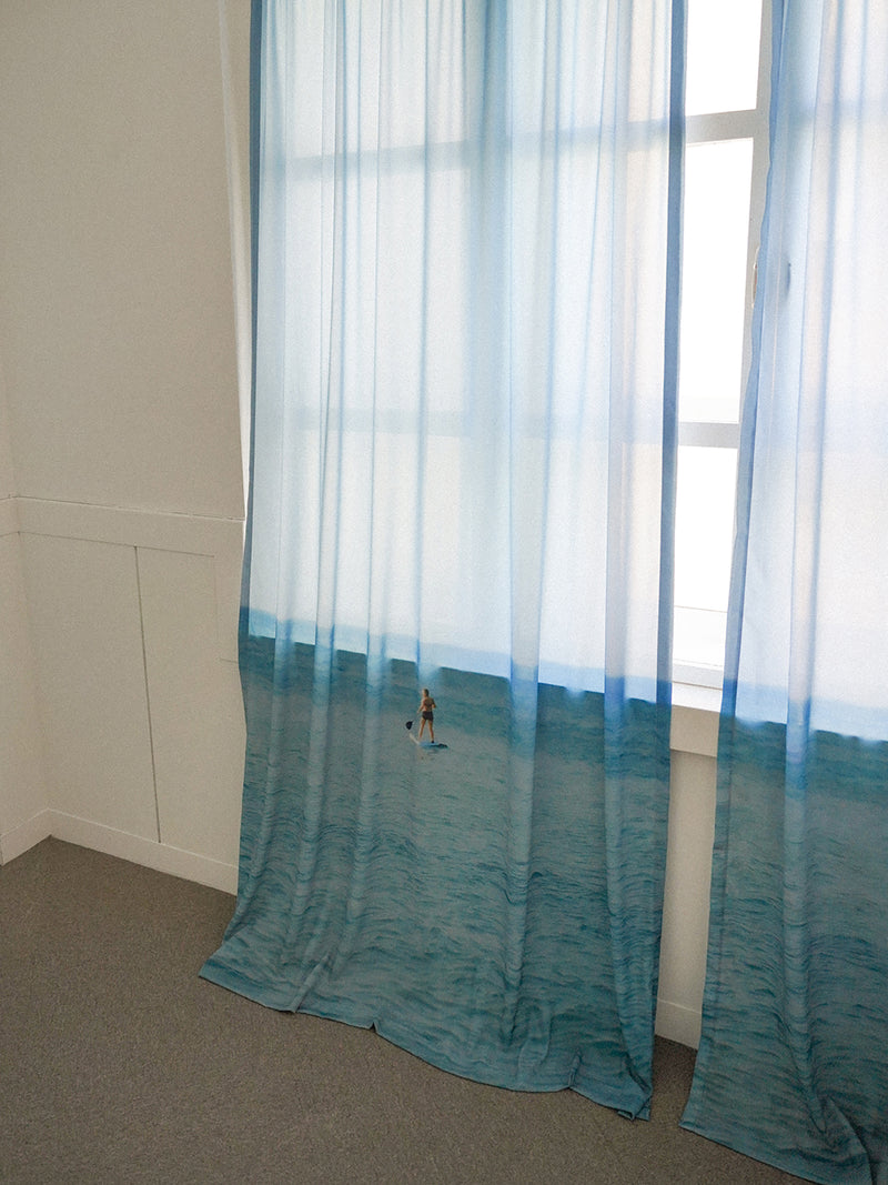 marine blue curtain