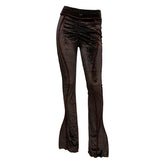 Jacquard velour pants-dark brown (6643813351542)