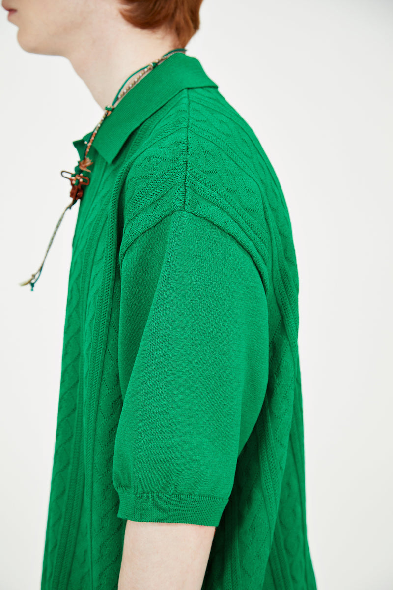 ケーブルハーフニット/Cable half knit (Fern green)