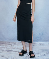 HIDE Slit Band Long Skirt (Black) (6570965958774)