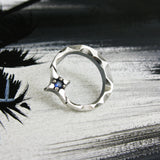クレセントライトS1シルバースタッズイヤリング / Crescent light-S1 Blue Sapphire silver stud earring (4595528204406)