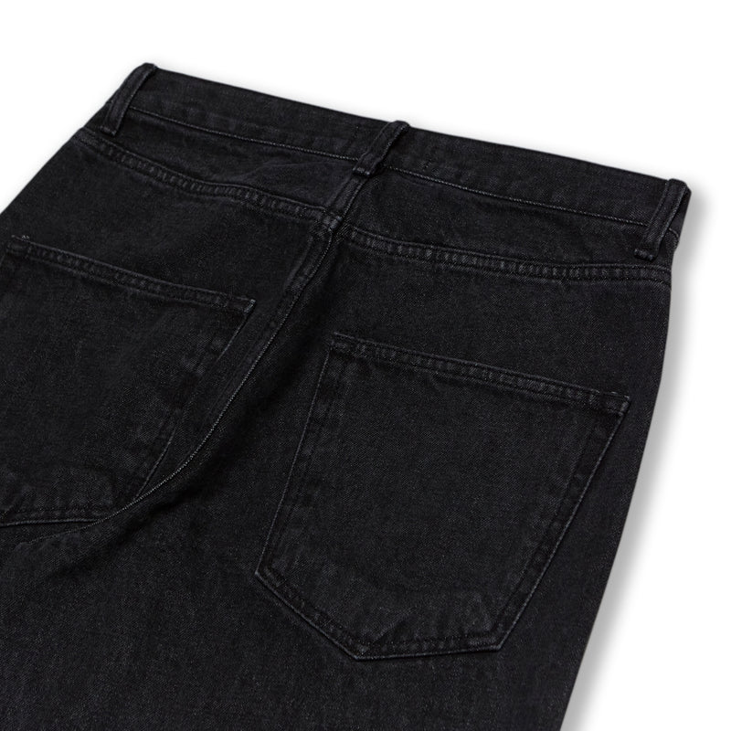ワイドテーパードレトロデニムパンツブラック/Wide Tapered Retro Denim Pants Black (6683369767030)