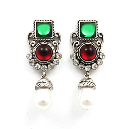 antique green wine earrings (6571406033014)
