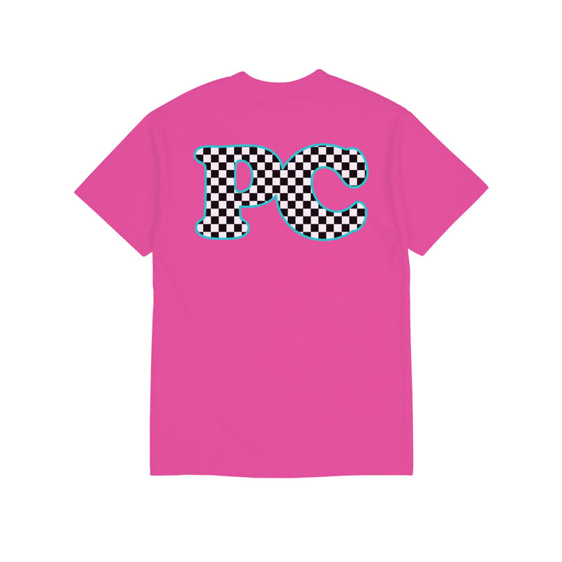 Checkered Tee - Neon Pink