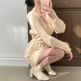 ツイステッドニットドレス/[4color]twisted knit dress