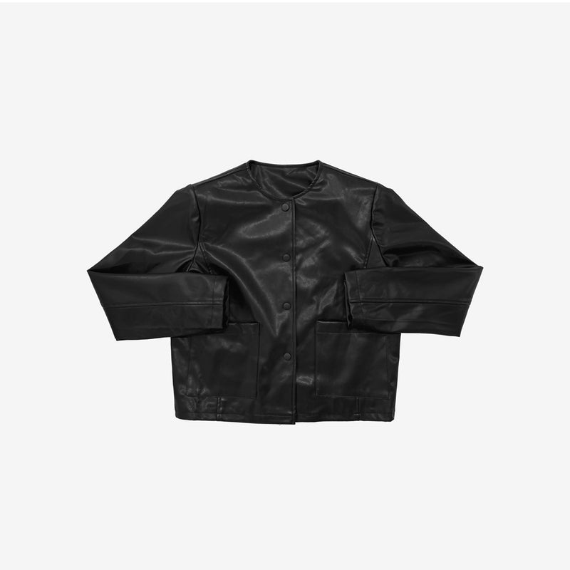 ヒューズノンカラーレザージャケット/Hughes non-collar leather jacket