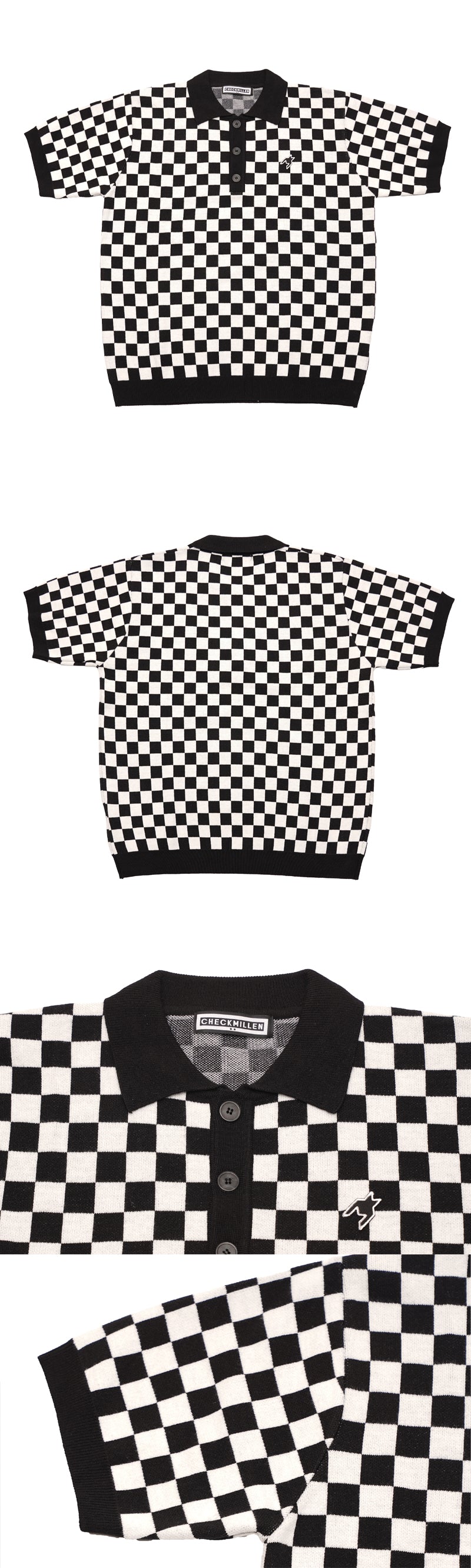 チェッカーボードハーフシャツ / Checker Board HALF SHIRT (Black)