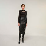 Drape leather skirt (black) (4616754200694)