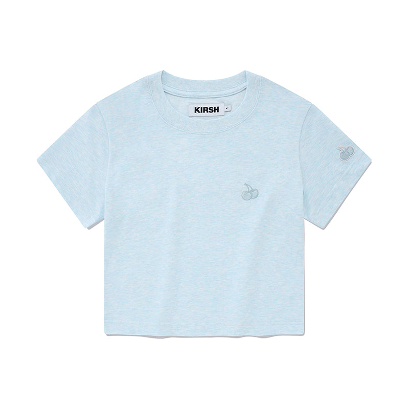 スモールチェリークロップ丈のTシャツ／SMALL CHERRY CROP T-SHIRT [MELANGE SKY]