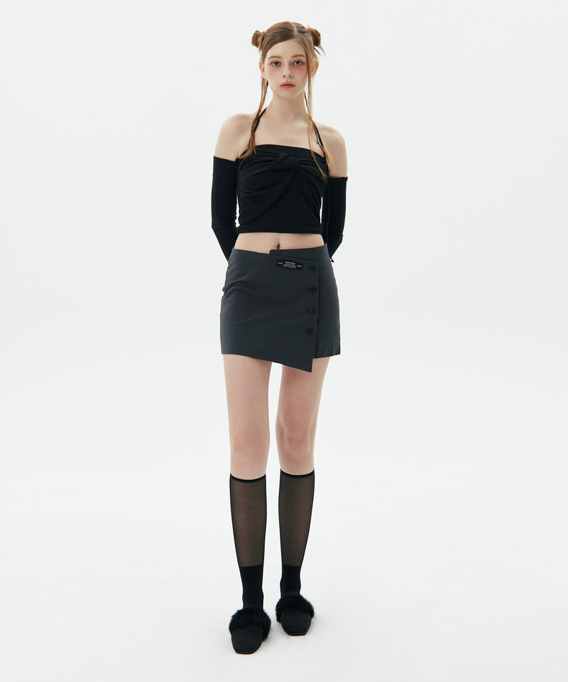 Slant Mini Skirt, Gray