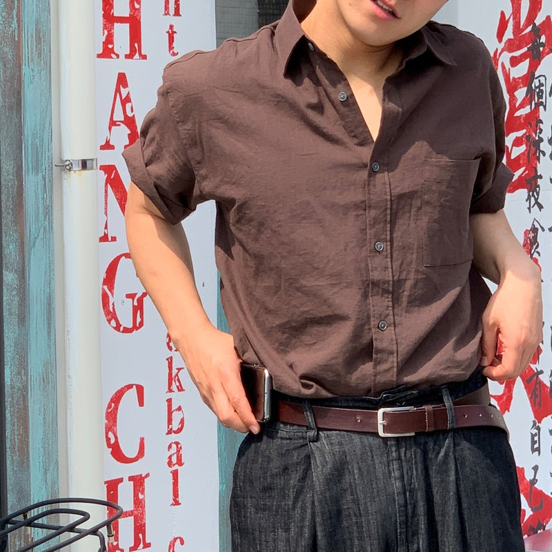 リネン半袖シャツ / Linen short sleeve shirt (8color)