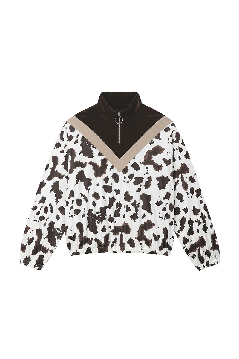 0 3 brown cow velvet zip-up top (4641552466038)