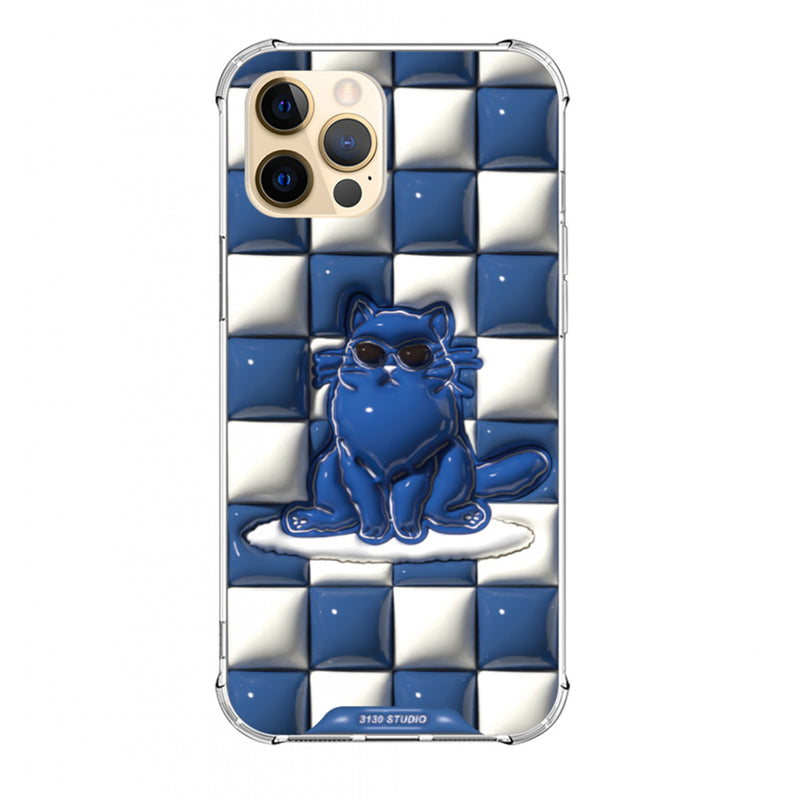 エッセンシャルチェッカーブルーキャットケース / essential checker blue cat case