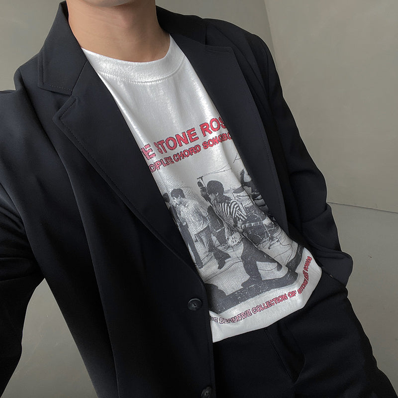 *バンドプリント半袖Tシャツ / ASCLO Band Printing Short Sleeve T Shirt (2color)
