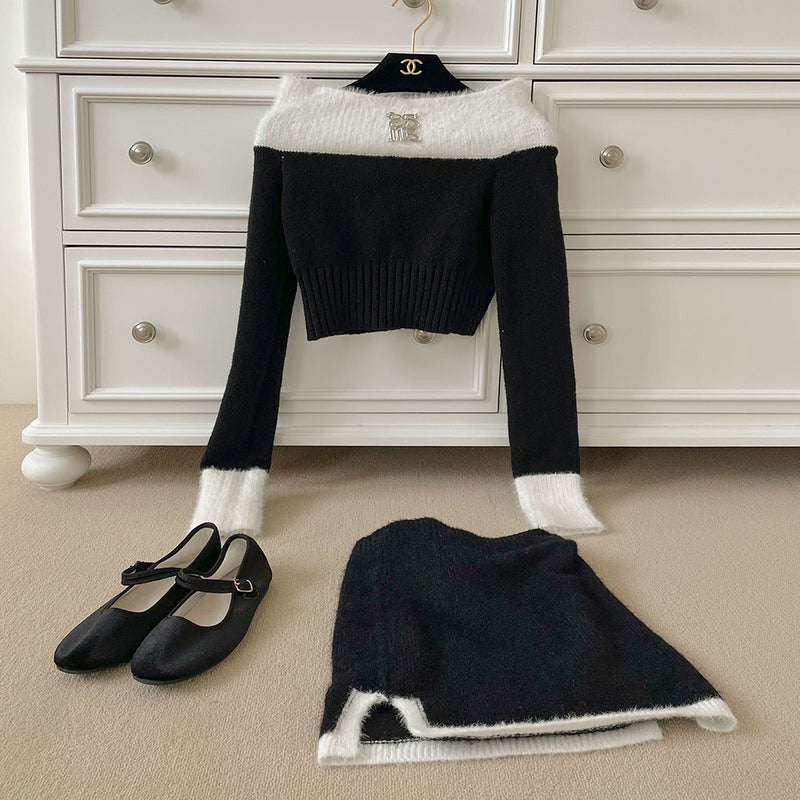 アンゴラ2ピースセット / [Knit + Skirt Set/Year-end Look] Angora Two-piece Set