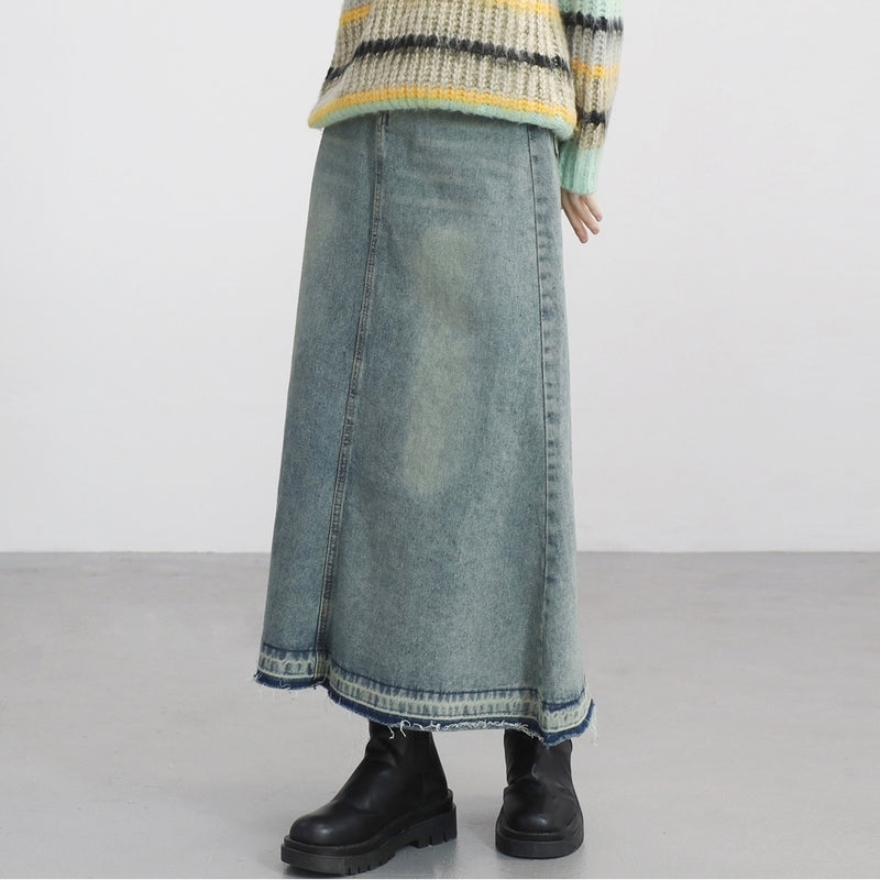 クーグウォッシュドデニムロングスカート / Coog Washed Denim Long Skirt