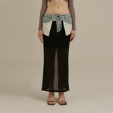 アップサイクリングデニムニットスカート/Upcycling Denim Knit Skirt