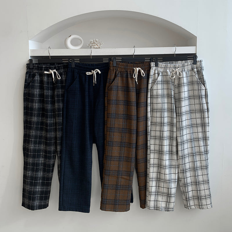 Riss Wool Check Banding Pants (4color) (6629473353846)