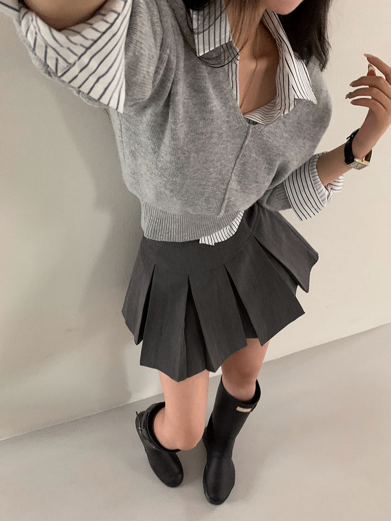[2color] High Teen Short Pleated Skirt