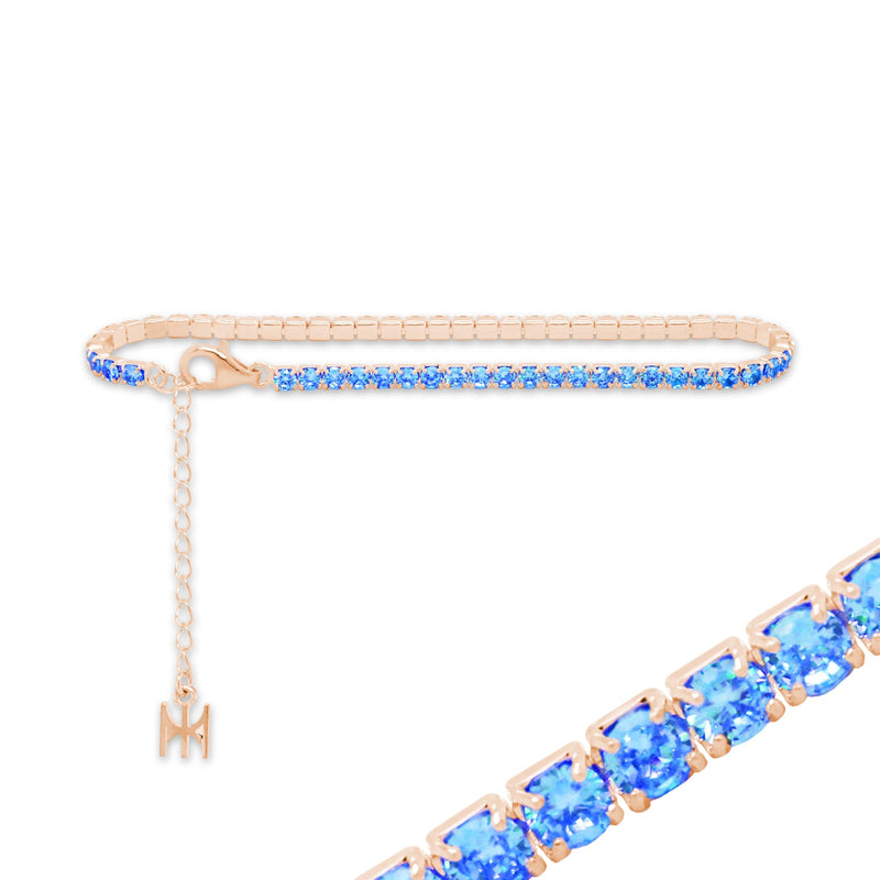ミニテニスブレスレット / [S925] Blue Mini Tennis Bracelet (rosegold)