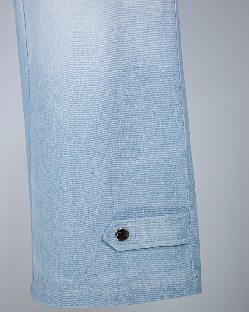 ブルーカモフラージュパッチワイドデニムジーンズ/Blue Camouflage Patch Wide Denim jeans