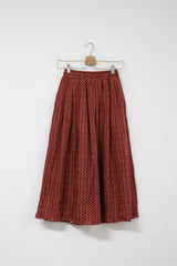 FLORAL PLEATS LONG BANDING SKIRT(RED, OLIVE, NAVY 3COLORS!) (6624479576182)
