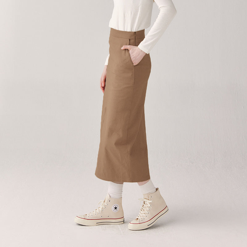 コットンリングフロントスリットスカート/Cotton ling front slit skirt