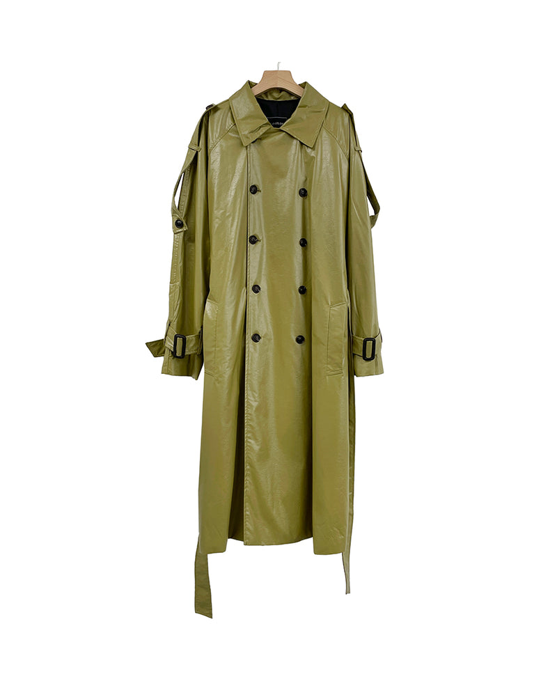 [自主製作] LUCAS leather trench coat 2 color (6678768746614)
