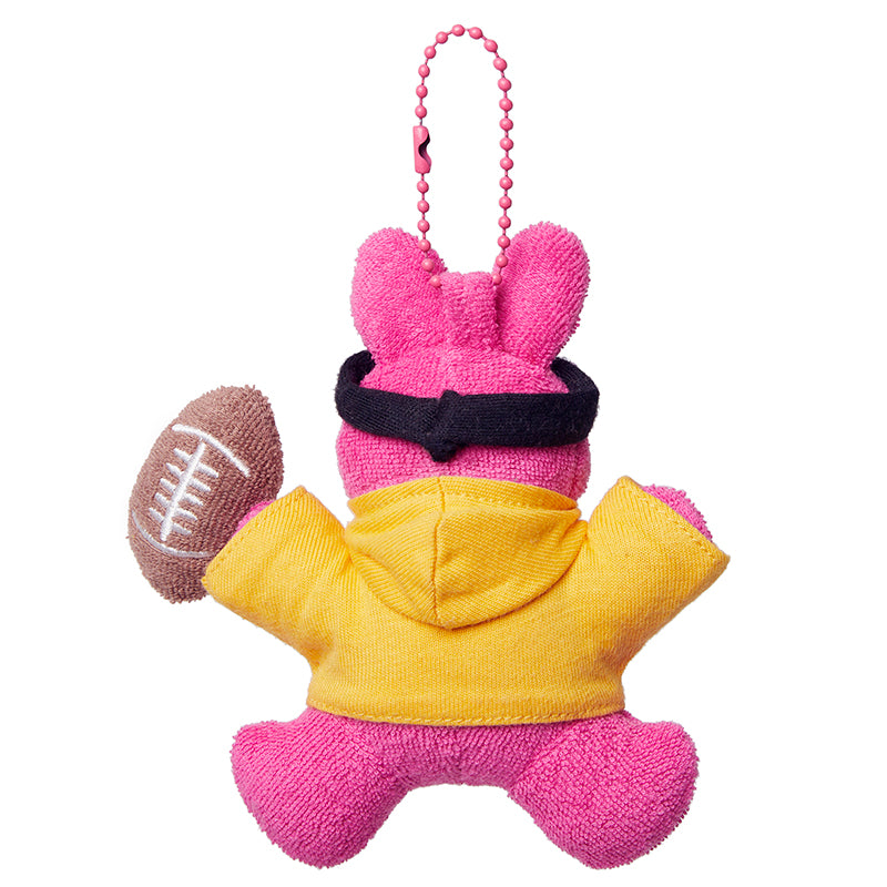 WITTY BUNNY RUGBY PLAYER KEYRING [PINK]
