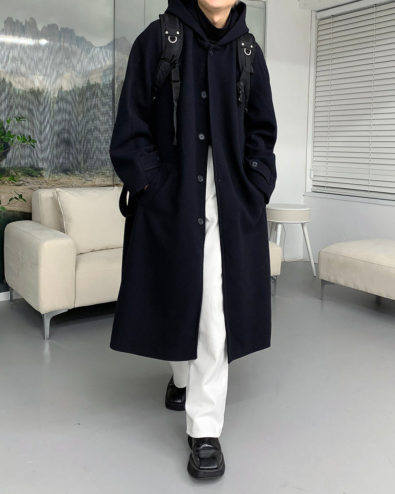 AZロングウールフードコート/AZ Long Wool Hooded Coat (3 colors ...