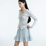Glittering layered skirt / Silver