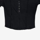 ザロンTシャツ/zarun button cropped T-shirt