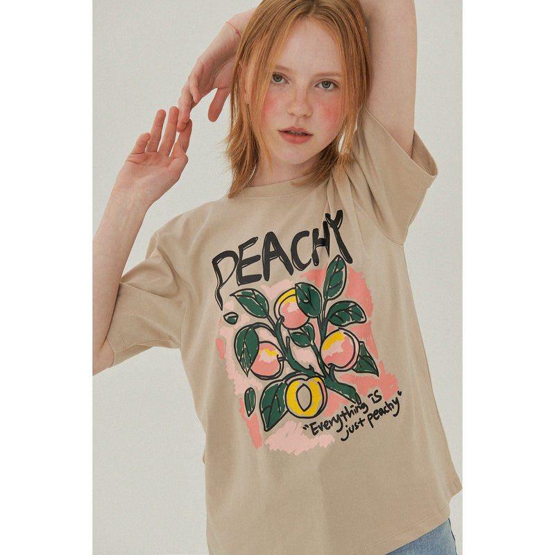 ピーチブランチグラフィックTシャツ / PEACH BRANCH GRAPHIC T-SHIRT_BEIGE