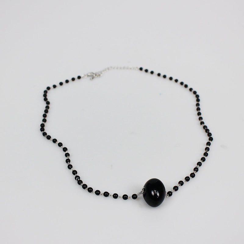 ボールネックレス / black ball necklace