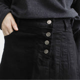 ダイン4ボタンプリーツデニムスカート / Dyne Four Button Pleated Denim Skirt