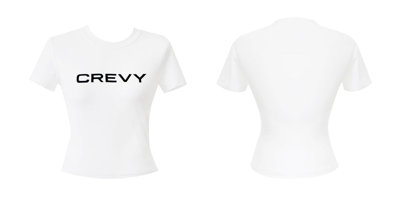 ロゴクロップスパンショートスリーブTシャツ/crevy logo crop spandex short sleeve tee (white)