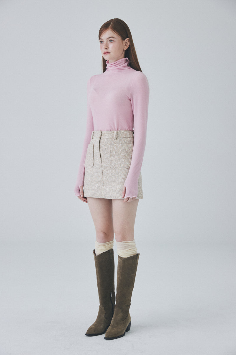 ウールシルクウォーマーTシャツ / Wool Silk Warmer T-Shirt [Milk Pink]