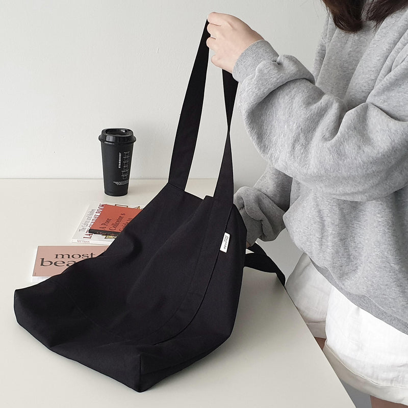 Twill simple line bag - black