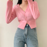 [7 colors] Cotton candy V-neck cardigan