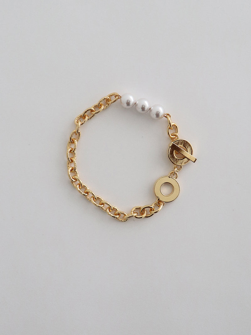 rope pearl bracelet - gold (6547812483190)