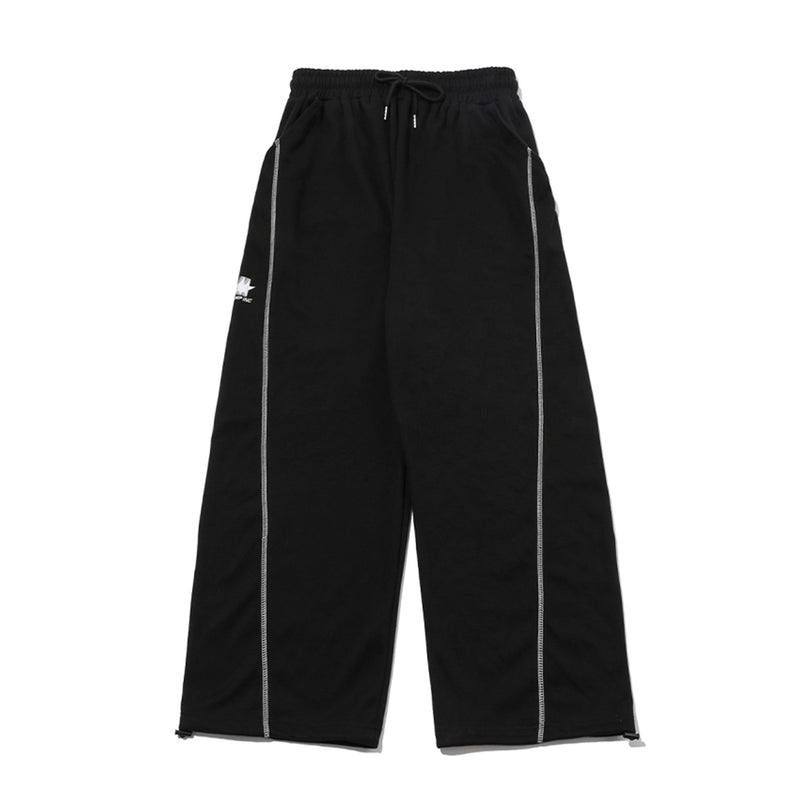 Stitched wide sweat pants [black]