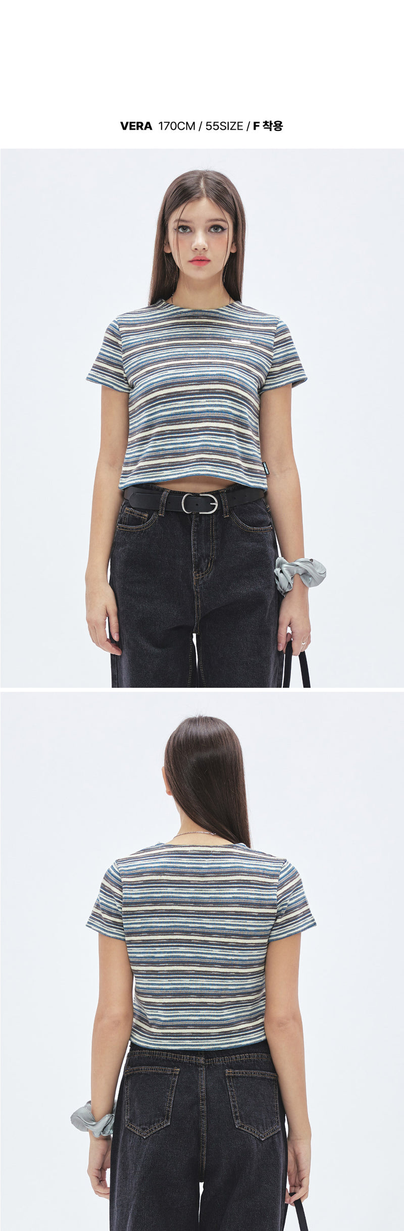ストライプ 半袖 Tシャツ・カットソー/Summer Knit Stripe Crop Top [2カラー]