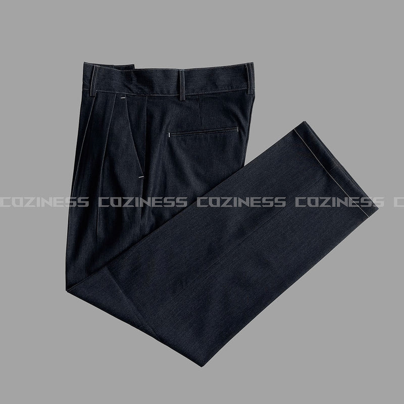 ECTフェイクデニムワイドパンツ / ECT Fake Denim Wide Pants (Set - Up / 1 color)