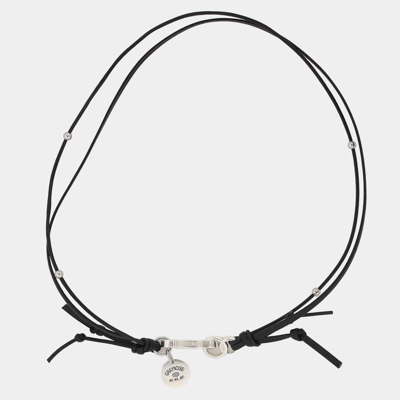 レザーリンクネックレス/Leather link necklace (925 silver)