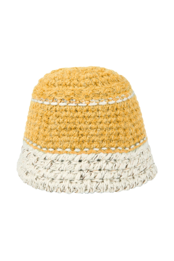 ポイントラインバケットハット/yellow point-line knit bucket hat