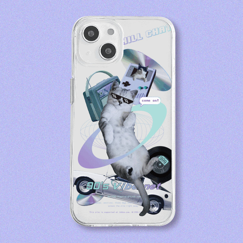 Clear Jelly Case Retro Cyber Cat